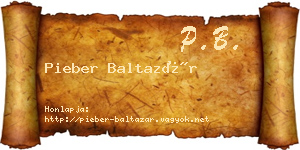 Pieber Baltazár névjegykártya